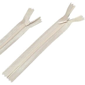 Yzsfirm 10 Pcs 24 Inch Real Silk Invisible Sewing Zipper Bulk,Beige Coil Closed Zippers for Tailor Sewing Crafts