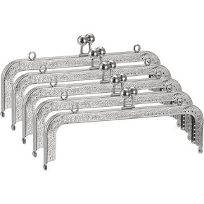 uxcell Metal Purse Frames - 8.07" 5Pcs Kiss Lock Clasp Frame Rectangle Embossed Clutch Frame Handles for Coin Purse Sewing Bag Making DIY Craft, Bronze