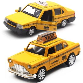 OTONOPI Taxi Car Toy for Kids, Yellow Cab New York City Taxi Cab Toy Diecast Model Toy Car with Pullback Action for Toddler Pack of 2