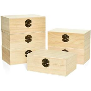 Rocinha 6pcs Large Unfinished Wooden Box Rectangle Keepsake Box Stash Boxes with Hinged Lid for DIY Easter Arts Hobbies, Jewelry,6x4x2.3Inch in Kuwait