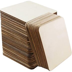 60 قطعة من ISUSSER 10.16 سم × 10.16 سم، قطع خشبية فارغة للطلاء، الوقايات والمشروع الفني DIY ، والتلطيخ والديكورات in Kuwait