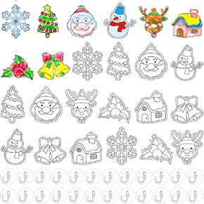 WILLBOND 24 Pieces Christmas Suncatchers Craft Assorted Sun Catcher Kits for Art Window Sun Catchers with 24 Pieces Suction Cups for Painting Crafts Christmas Home Decor Supplies in Saudi Arabia