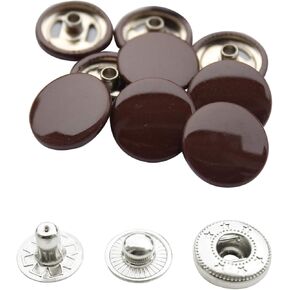 مجموعة Trimming Shop مكونة من 10 مسامير ضغط مكونة من 4 أجزاء باللون الفضي - مشابك زنبركية مقاس 15 ملم باللون البني in Kuwait