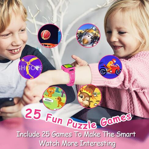 ساعة ذكية للأطفال للفتيات مع 25 لعبة ألغاز وكاميرا فيديو وآلة حاسبة عالية الدقة وشاشة تعمل باللمس وساعة منبه وعداد الخطى للأطفال وساعات هدايا عيد الميلاد للأطفال من سن 3 إلى 12 عامًا، باللون الوردي in Kuwait