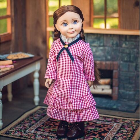 The Queen's Treasures 18 Inch Doll Clothes, Little House on The Prairie Authentic Laura Ingalls Red Check Dress Outfit, Compatible for Use with American Girl Dolls in Kuwait