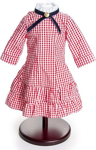 The Queen's Treasures 18 Inch Doll Clothes, Little House on The Prairie Authentic Laura Ingalls Red Check Dress Outfit, Compatible for Use with American Girl Dolls in Kuwait