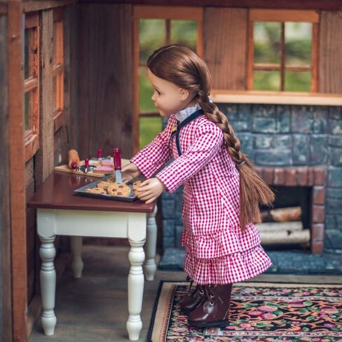 The Queen's Treasures 18 Inch Doll Clothes, Little House on The Prairie Authentic Laura Ingalls Red Check Dress Outfit, Compatible for Use with American Girl Dolls in Kuwait