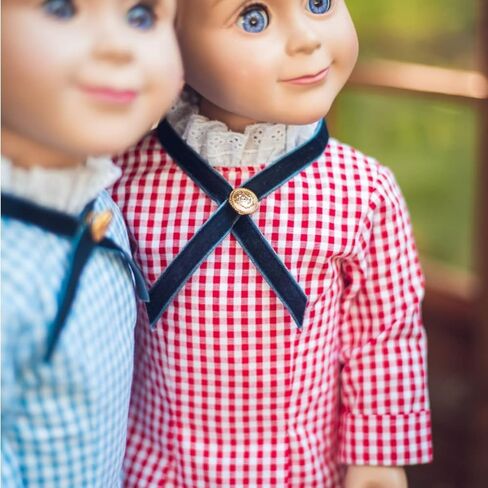 The Queen's Treasures 18 Inch Doll Clothes, Little House on The Prairie Authentic Laura Ingalls Red Check Dress Outfit, Compatible for Use with American Girl Dolls in Kuwait