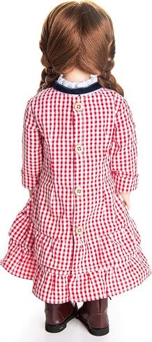 The Queen's Treasures 18 Inch Doll Clothes, Little House on The Prairie Authentic Laura Ingalls Red Check Dress Outfit, Compatible for Use with American Girl Dolls in Kuwait