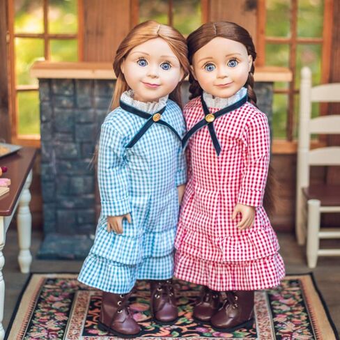 The Queen's Treasures 18 Inch Doll Clothes, Little House on The Prairie Authentic Laura Ingalls Red Check Dress Outfit, Compatible for Use with American Girl Dolls in Kuwait
