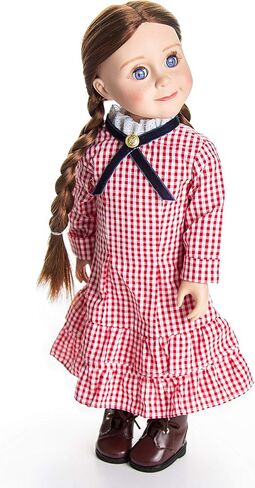The Queen's Treasures 18 Inch Doll Clothes, Little House on The Prairie Authentic Laura Ingalls Red Check Dress Outfit, Compatible for Use with American Girl Dolls in Kuwait