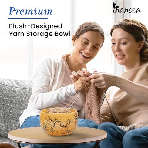 وعاء غزل خشبي من Inanosa مقاس 7×4 بوصة للكروشيه مع خطاف كروشيه 5,6 مم، يمنع الانزلاق والتشابك | أفضل هدية من Craft Supply لمحبي الكروشيه - البالغين والمبتدئين | أزرق، 1 قطعة in Kuwait