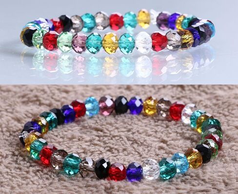 Shapenty 24 Colors 6mm Decorative Hand Briolette Faceted Rondelle Crystal Glass Beads with Hole for DIY Craft Bracelet Necklace Jewelry Making, 1200 Pieces/Box in Saudi Arabia