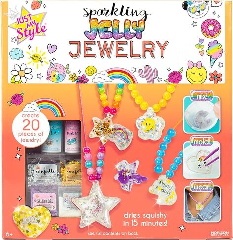 Just My Style Sparkling Jelly Jewelry, Make Your Own Squishy Jewelry, Create 25 Pieces of Jelly Jewelry, Fun Weekend or Sleepover Activity, Great Bead Kit for Kids Ages 6, 7, 8, 9 in Saudi Arabia