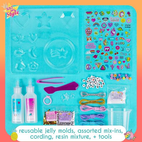 Just My Style Sparkling Jelly Jewelry, Make Your Own Squishy Jewelry, Create 25 Pieces of Jelly Jewelry, Fun Weekend or Sleepover Activity, Great Bead Kit for Kids Ages 6, 7, 8, 9 in Saudi Arabia