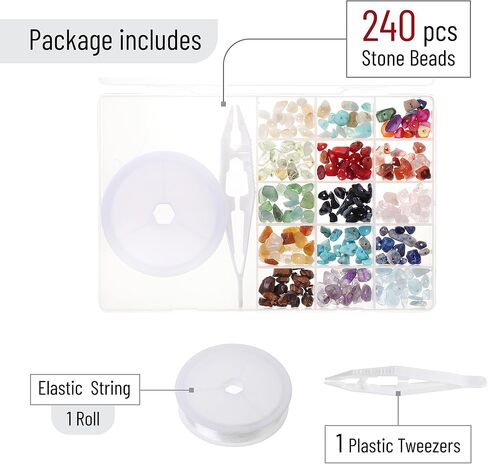 Mr. Pen- Crystal Beads for Jewelry Making, 240 Pcs, with Roll of Crystal String and Tweezer, Crystal Beads for Bracelets, Bracelet Beads Crystal, Gemstones for Jewelry Making, Rock Beads in Saudi Arabia