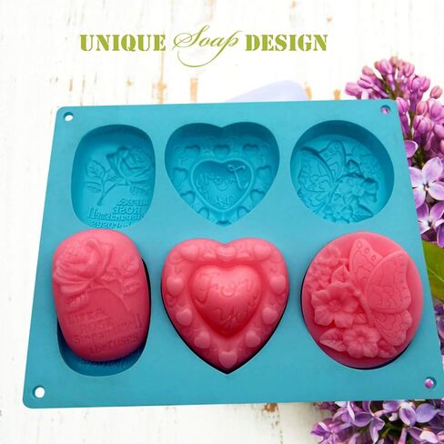 Helpcook 3 Pack Silicone Soap Molds,6 Cavities Soap Making Molds,Mixed Patterns Craft Molds,Soap Molds for Soap Making, Perfect for Making DIY Handmade Gifts,Easy Release and BPA Free Silicone Molds in Saudi Arabia