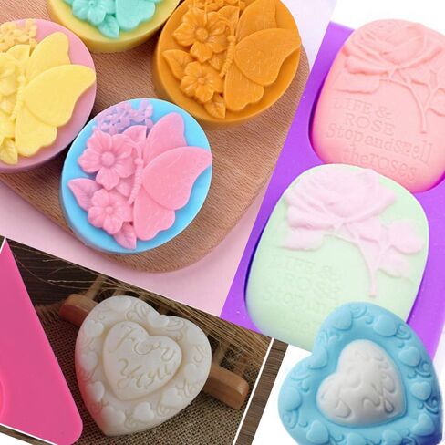 Helpcook 3 Pack Silicone Soap Molds,6 Cavities Soap Making Molds,Mixed Patterns Craft Molds,Soap Molds for Soap Making, Perfect for Making DIY Handmade Gifts,Easy Release and BPA Free Silicone Molds in Saudi Arabia