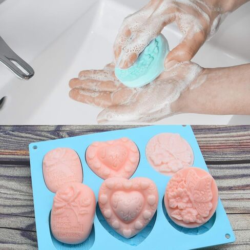 Helpcook 3 Pack Silicone Soap Molds,6 Cavities Soap Making Molds,Mixed Patterns Craft Molds,Soap Molds for Soap Making, Perfect for Making DIY Handmade Gifts,Easy Release and BPA Free Silicone Molds in Saudi Arabia