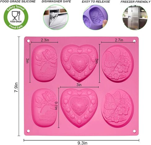 Helpcook 3 Pack Silicone Soap Molds,6 Cavities Soap Making Molds,Mixed Patterns Craft Molds,Soap Molds for Soap Making, Perfect for Making DIY Handmade Gifts,Easy Release and BPA Free Silicone Molds in Saudi Arabia
