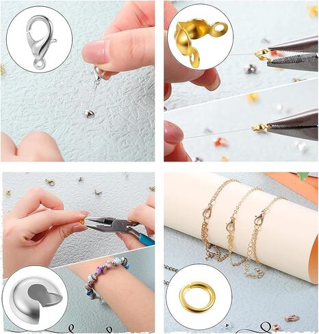 مجموعة 3180 قطعة من الخرز المجعد لمستلزمات صناعة المجوهرات، وخرز التجعيد، وأغطية التجعيد، وأنابيب التجعيد وحاميات الأسلاك، ومشابك جراد البحر، وحلقات القفز، وكماشة تجعيد وسلك خرز لصنع المجوهرات in Kuwait