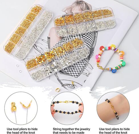 مجموعة 3180 قطعة من الخرز المجعد لمستلزمات صناعة المجوهرات، وخرز التجعيد، وأغطية التجعيد، وأنابيب التجعيد وحاميات الأسلاك، ومشابك جراد البحر، وحلقات القفز، وكماشة تجعيد وسلك خرز لصنع المجوهرات in Kuwait