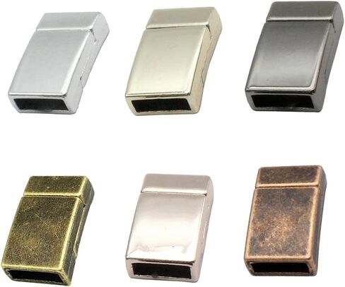 2 Pieces 10mm Flat Stainless Steel Clasps and Closure for Bracelet Making Leather Cord End 10x2.7mm Hole in Kuwait