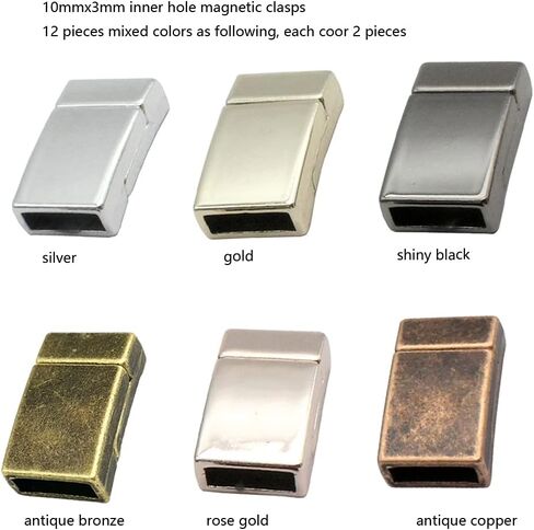 2 Pieces 10mm Flat Stainless Steel Clasps and Closure for Bracelet Making Leather Cord End 10x2.7mm Hole in Kuwait
