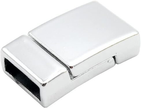 2 Pieces 10mm Flat Stainless Steel Clasps and Closure for Bracelet Making Leather Cord End 10x2.7mm Hole in Kuwait