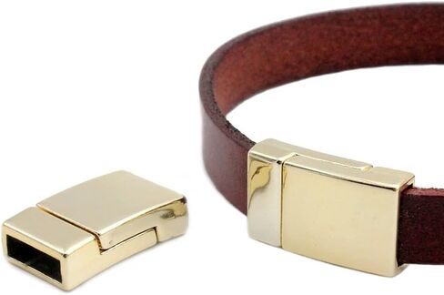 2 Pieces 10mm Flat Stainless Steel Clasps and Closure for Bracelet Making Leather Cord End 10x2.7mm Hole in Kuwait