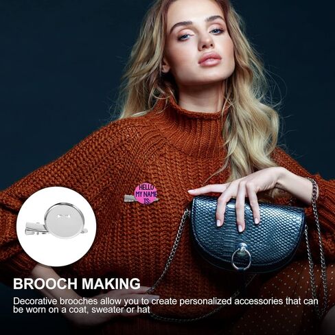Brooch Blanks for Jewelry Making Silver Brooch Blank Round Tray: with Alligator Clip and Pin for Making Corsage Name Tags and Jewelry Making 50pcs DIY Brooch Blanks in Saudi Arabia