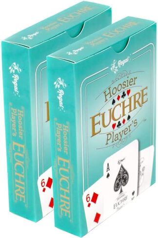 Regal Games - Hoosier Player’s Euchre Card Game Set - Pre-Stripped to 44 Cards for Classic Euchre - Fun, Family-Friendly Group Card Game - Ideal for 2-4 Players Ages 8+ - Includes Score Pad - 2 Pack in Saudi Arabia