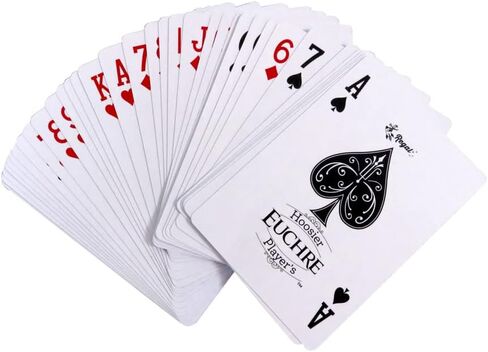 Regal Games - Hoosier Player’s Euchre Card Game Set - Pre-Stripped to 44 Cards for Classic Euchre - Fun, Family-Friendly Group Card Game - Ideal for 2-4 Players Ages 8+ - Includes Score Pad - 2 Pack in Saudi Arabia