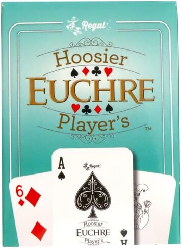 Regal Games - Hoosier Player’s Euchre Card Game Set - Pre-Stripped to 44 Cards for Classic Euchre - Fun, Family-Friendly Group Card Game - Ideal for 2-4 Players Ages 8+ - Includes Score Pad - 2 Pack in Saudi Arabia