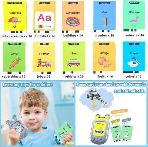 Toddler Toys for 1 2 3 4 5 Year Old Boy and Girl Kids Gifts, Speech Therapy Autism Sensory Toys, Montessori Toys Talking Flash Cards with 224 Sight Words, Educational Learning Toys for Ages 2-4 in Kuwait