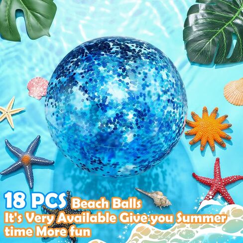 Chivao 18 Pcs Beach Ball Jumbo Sequins Pool Toys Balls Inflatable Pool Party Decor Confetti Glitter Disco Ball Decor Beach Water Play Toy Pool Party Favor 24 Inch 16 Inch in Saudi Arabia