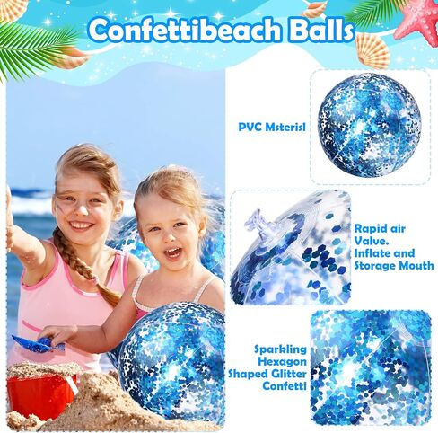 Chivao 18 Pcs Beach Ball Jumbo Sequins Pool Toys Balls Inflatable Pool Party Decor Confetti Glitter Disco Ball Decor Beach Water Play Toy Pool Party Favor 24 Inch 16 Inch in Saudi Arabia