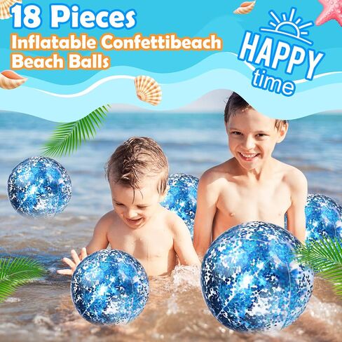 Chivao 18 Pcs Beach Ball Jumbo Sequins Pool Toys Balls Inflatable Pool Party Decor Confetti Glitter Disco Ball Decor Beach Water Play Toy Pool Party Favor 24 Inch 16 Inch in Saudi Arabia