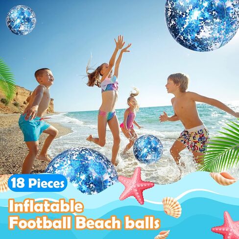 Chivao 18 Pcs Beach Ball Jumbo Sequins Pool Toys Balls Inflatable Pool Party Decor Confetti Glitter Disco Ball Decor Beach Water Play Toy Pool Party Favor 24 Inch 16 Inch in Saudi Arabia