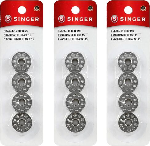 SINGER Bobbins Class 15 Metal Bobbins – Replacement Bobbins for Sewing Machine, Sewing Machine Bobbins, Sewing Machine Accessories, 12ct in Kuwait