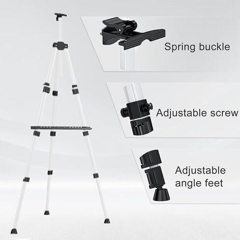 فكرة لبو حامل فنان محمول، حامل رسم فني لرسم لافتات الزفاف القماشية والعرض، حامل رسم بارتفاع قابل للتعديل مع حقيبة، الارتفاع من 17 انش الى 60 انش (عبوة من قطعتين، اسود) in Kuwait