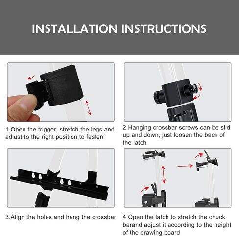 فكرة لبو حامل فنان محمول، حامل رسم فني لرسم لافتات الزفاف القماشية والعرض، حامل رسم بارتفاع قابل للتعديل مع حقيبة، الارتفاع من 17 انش الى 60 انش (عبوة من قطعتين، اسود) in Kuwait