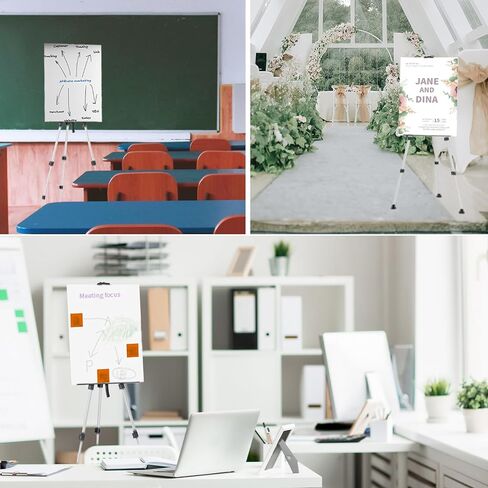 فكرة لبو حامل فنان محمول، حامل رسم فني لرسم لافتات الزفاف القماشية والعرض، حامل رسم بارتفاع قابل للتعديل مع حقيبة، الارتفاع من 17 انش الى 60 انش (عبوة من قطعتين، اسود) in Kuwait