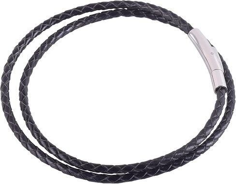 KONMAY Braided Leather Pendant Necklace Cord for Men&Women,Leather Chain Necklace, Leather Chokers with Stainless Steel Clasp in Saudi Arabia