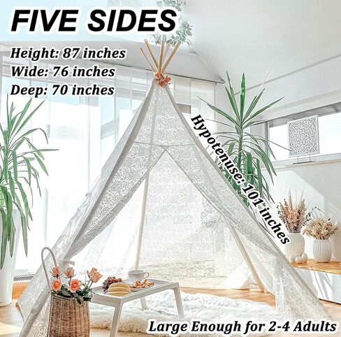 خيمة تيبي فاخرة من الدانتيل لحفلات الزفاف والحفلات وزينة للصور (بطول 19.5 سم) من تايني لاند in Kuwait