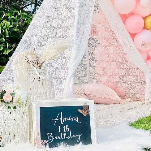 خيمة تيبي فاخرة من الدانتيل لحفلات الزفاف والحفلات وزينة للصور (بطول 19.5 سم) من تايني لاند in Kuwait