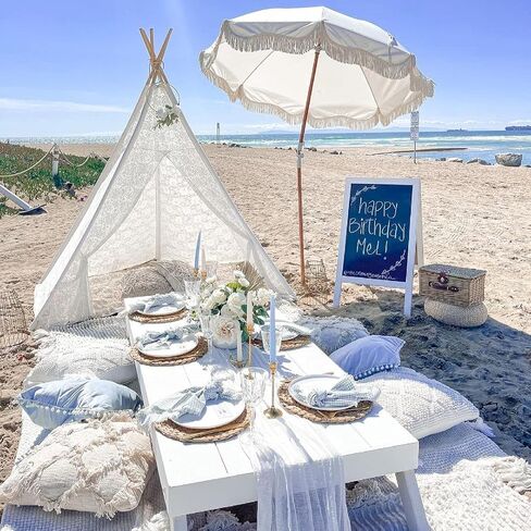 خيمة تيبي فاخرة من الدانتيل لحفلات الزفاف والحفلات وزينة للصور (بطول 19.5 سم) من تايني لاند in Kuwait