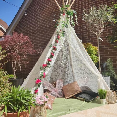 خيمة تيبي فاخرة من الدانتيل لحفلات الزفاف والحفلات وزينة للصور (بطول 19.5 سم) من تايني لاند in Kuwait