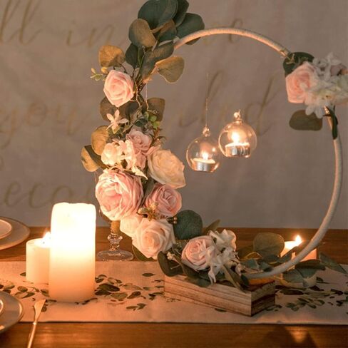 8 Pack 12 Inch Large Metal Floral Hoops with 8 PCS Wood Place Card Holders, Wreath Macrame Gold Craft Hoop Rings for Making Wedding Wreath Decor, Dream Catcher and DIY Christmas Wall Hanging Crafts in Kuwait