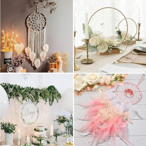 8 Pack 12 Inch Large Metal Floral Hoops with 8 PCS Wood Place Card Holders, Wreath Macrame Gold Craft Hoop Rings for Making Wedding Wreath Decor, Dream Catcher and DIY Christmas Wall Hanging Crafts in Kuwait